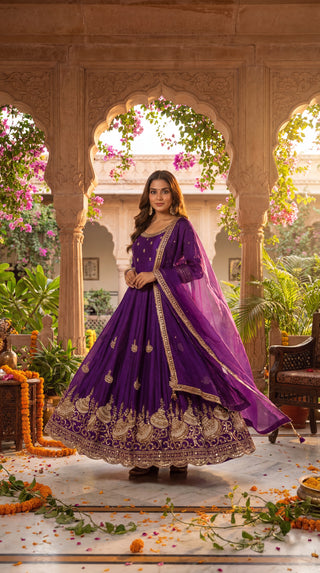 Unstitched Anarkali Dress Material for Women | Designer Lehenga Fabric with Heavy Embroidery (Dyeable Matka Work – Festive & Wedding Wear)