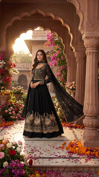 Unstitched Anarkali Dress Material for Women | Designer Lehenga Fabric with Heavy Embroidery (Dyeable Matka Work – Festive & Wedding Wear)
