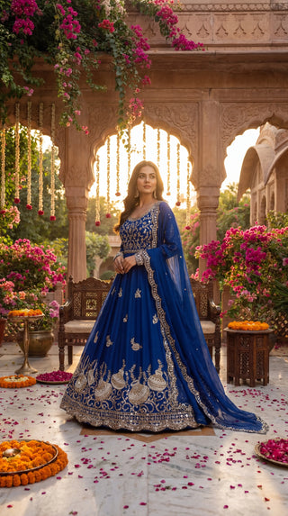 Unstitched Anarkali Dress Material for Women | Designer Lehenga Fabric with Heavy Embroidery (Dyeable Matka Work – Festive & Wedding Wear)