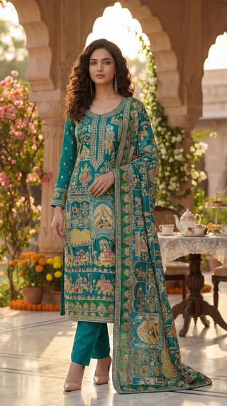 Designer Unstitched Suit for Women – Premium Embroidered Dress Material for Festive & Wedding Wear