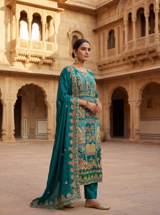 Designer Unstitched Suit for Women – Premium Embroidered Dress Material for Festive & Wedding Wear