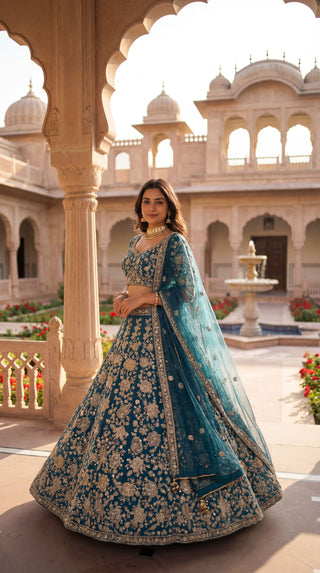 Premium Crepe Designer Unstitched Suit with Dupatta | Embroidered Crepe Dress Material for Party Wear & Wedding Wear