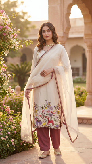 Pure Cotton Unstitched Dress Material for Women with Dupatta – Floral Cotton Suit Fabric