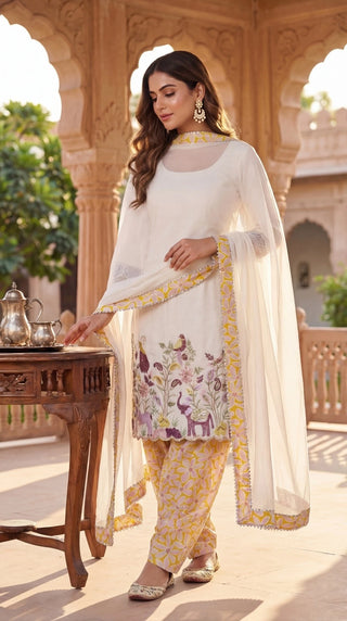 Pure Cotton Unstitched Dress Material for Women with Dupatta – Floral Cotton Suit Fabric