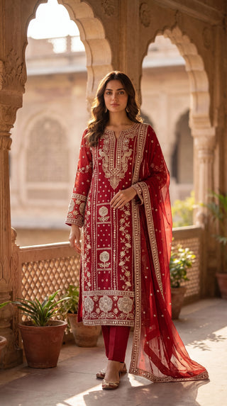 Unstitched Embroidered Suit Material for Women | Heavy Designer Unstitched Dress Material