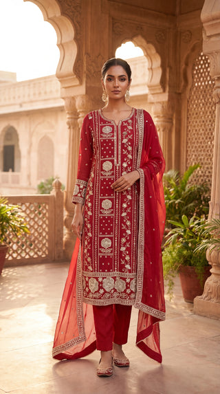 Unstitched Embroidered Suit Material for Women | Heavy Designer Unstitched Dress Material