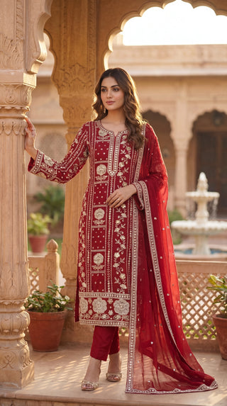 Unstitched Embroidered Suit Material for Women | Heavy Designer Unstitched Dress Material