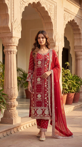 Unstitched Embroidered Suit Material for Women | Heavy Designer Unstitched Dress Material