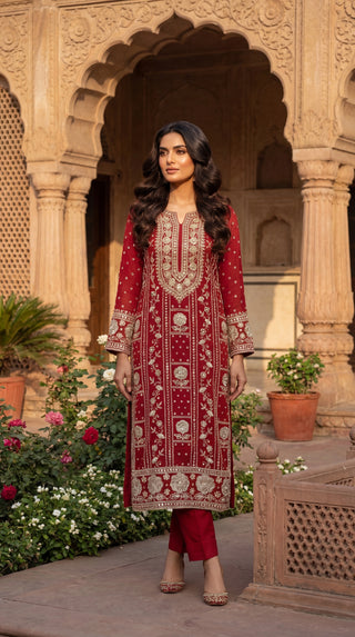 Unstitched Embroidered Suit Material for Women | Heavy Designer Unstitched Dress Material