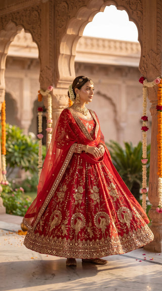 Unstitched Peacock Design Suit Material for Women | Dyeable Designer Anarkali & Lehenga Fabric with Heavy Embroidery
