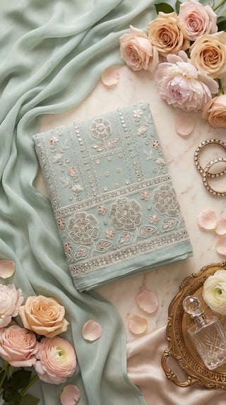 Unstitched Embroidered Suit Material for Women | Heavy Designer Unstitched Dress Material