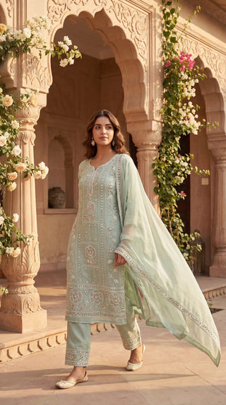 Unstitched Embroidered Suit Material for Women | Heavy Designer Unstitched Dress Material