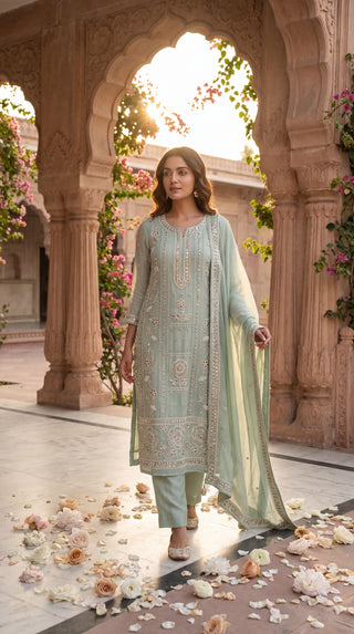 Unstitched Embroidered Suit Material for Women | Heavy Designer Unstitched Dress Material